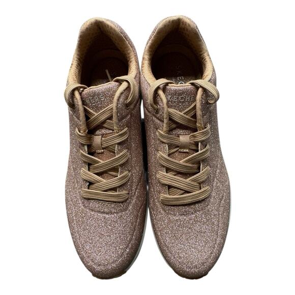 NWOT SKECHERS 9.5 AIR UNO GLITTER BOMB ROSE GOLD MEMORY FOAM SNEAKERS WOMEN - Picture 3 of 13
